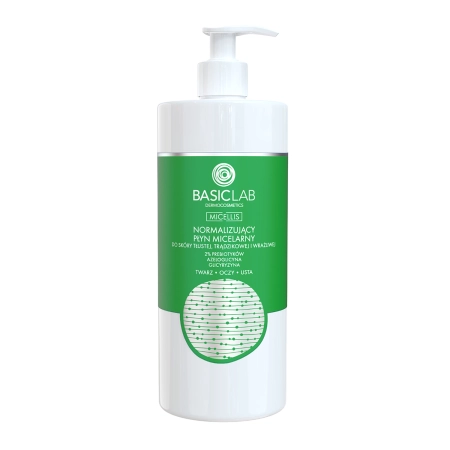 BasicLab - Micellis - Normalizujący Płyn Micelarny do Skóry Tłustej, Trądzikowej i Wrażliwej - 500ml