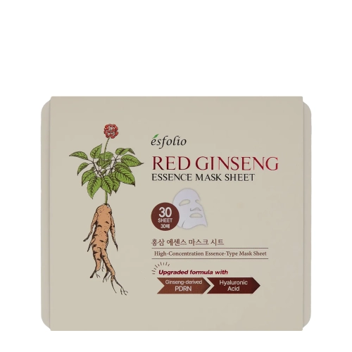 Esfolio - Pure Skin Red Ginseng Essence Mask Sheet - Zestaw Masek w Płachcie - 400ml/30szt