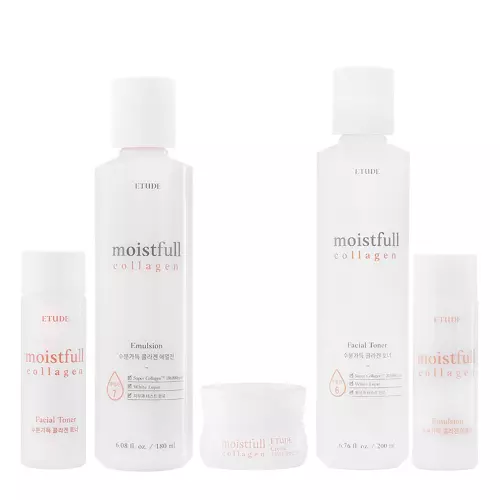 Etude House - Moistfull Collagen Skin Care Set - Zestaw do Pielęgnacji Skóry z Kolagenem - 200ml+25ml+180ml+25ml+10ml