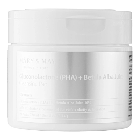 Mary&May - Gluconolactone (PHA)+Betula Alba Juice Cleansing Pad - Płatki Oczyszczająco-Peelingujące - 70szt