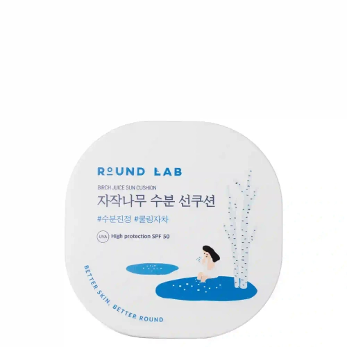 Round Lab - Birch Juice Moisturizing Sun Cushion SPF50 - Nawilżający Krem Przeciwsłoneczny z Sokiem z Brzozy - 15g