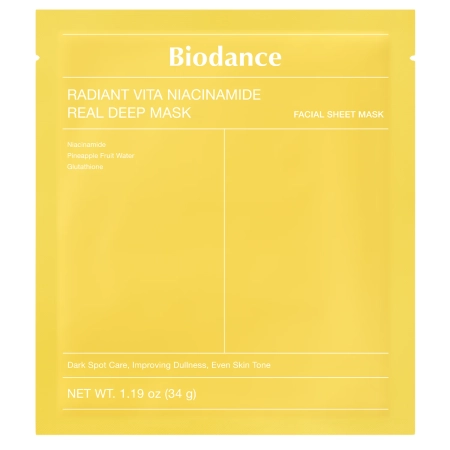 Biodance - Radiant Vita Niacinamide Real Deep Mask - Rozświetlająca Maska do Twarzy - 1szt/34g