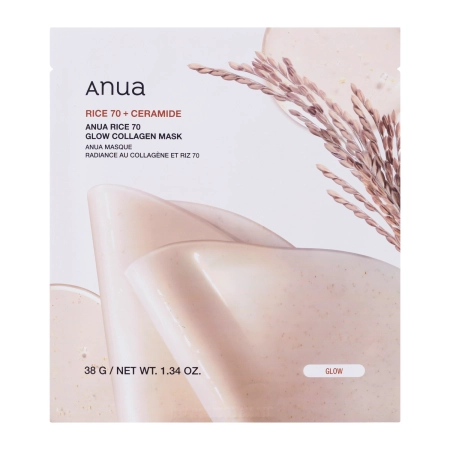 Anua - Rice 70 Glow Collagen Mask - Rozświetlająca Maska w Płachcie z Kolagenem - 38g