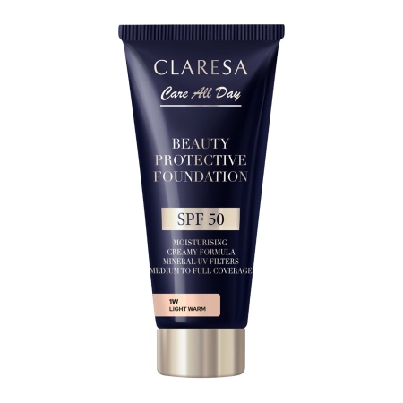 Claresa - Beauty Protective Foundation SPF 50 - Nawilżający Podkład z Filtrem SPF 50 - 1W Light Warm - 30ml