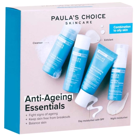 Paula's Choice - Trial Kits Anti-Aging Essentials Combination to Oily Skin - Zestaw Kosmetyków Przeciwzmarszczkowych do Skóry Problematycznej - 30ml+15ml+30ml+10ml