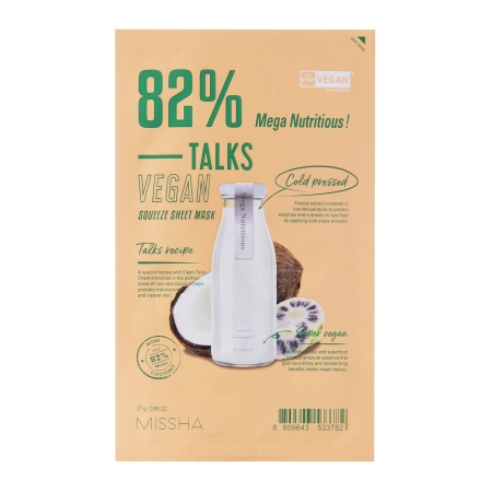 Missha - Talks Vegan Squeeze Sheet Mask - Mega Nutritious - Odżywcza Maska w Płachcie - 27g