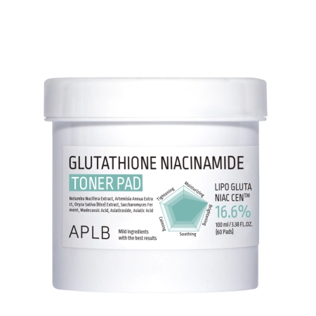 APLB - Glutathione Niacinamide Toner Pad - Rozjaśniające Płatki do Twarzy - 60szt/100ml
