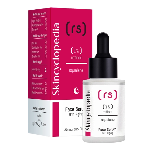 Skincyclopedia - Face Serum 1% Retinol + Squalane - Przeciwstarzeniowe Serum do Twarzy - 30ml