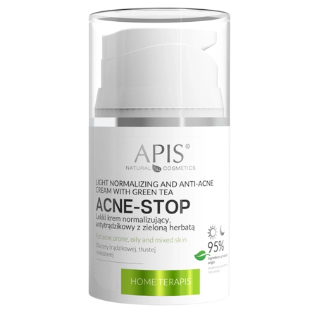 Apis - Home Terapis - Acne-Stop - Light Normalizing and Anti-Acne Cream with Green Tea - Lekki Krem Normalizujący, Antytrądzikowy z Zieloną Herbatą - 50ml
