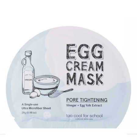 Too Cool for School - Egg Cream Mask Pore Tightening - Maska w Płachcie Zmniejszająca Widoczość Porów - 1szt/28ml