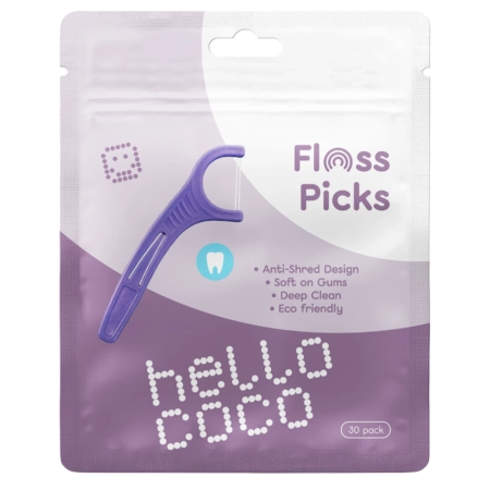 hello coco - Floss Picks - Wykałaczki z Nicią Dentystyczną - 30szt