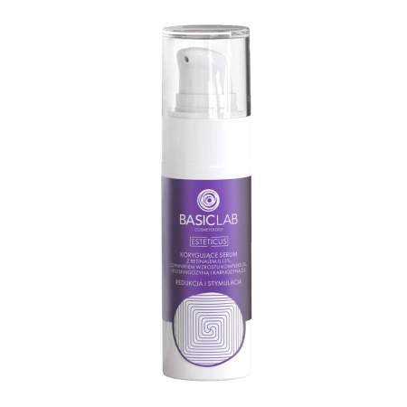 BasicLab - Redukcja i Stymulacja - Korygujące Serum z Retinalem 0,15%, Czynnikiem Wzrostu Kompleks 2%, Fitosfingozyną i Karnozyną 2.0 - 30ml