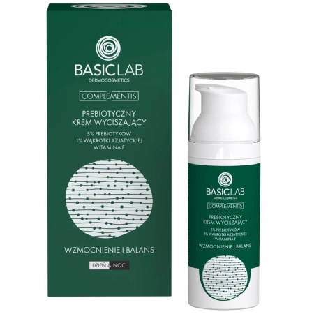 BasicLab - Wzmocnienie i Balans - Prebiotyczny Krem Wyciszający z 5% Prebiotyków, 1% Wąkrotki Azjatyckiej i Witamina F - 50ml OUTLET
