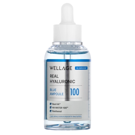 WELLAGE - Real Hyaluronic Blue 100 Ampoule - Intensywnie Nawilżające Serum do Twarzy - 60ml