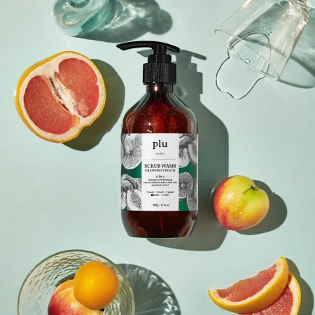 plu - Scrub Wash - Peelingujący Żel pod Prysznic - Grapefruit Peach - 500g