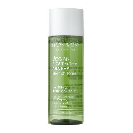 Mary&May - Vegan CICA Tea Tree AHA PHA Toner - Wegański Tonik z Kwasami - 30ml