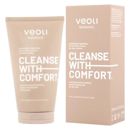 Veoli Botanica - CLEANSE WITH COMFORT - Nawilżająco-Łagodzący Żel do Mycia Twarzy do Skóry Suchej - 150ml