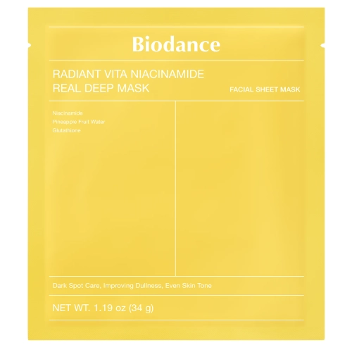 Biodance - Radiant Vita Niacinamide Real Deep Mask - Rozświetlająca Maska do Twarzy - 1szt/34g