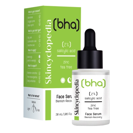 Skincyclopedia - Face Serum  2% Salicylic Acid + Tea Tree Oil - Serum Złuszczajaco-Regenerujące do Twarzy - 30ml