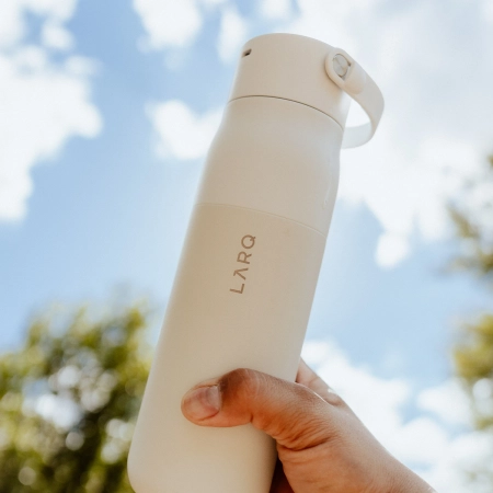 LARQ - Bottle PureVis 2 - Inteligentna, Samoczyszcząca Butelka Filtrująca, Światło UV-C - Granite White - 680ml 