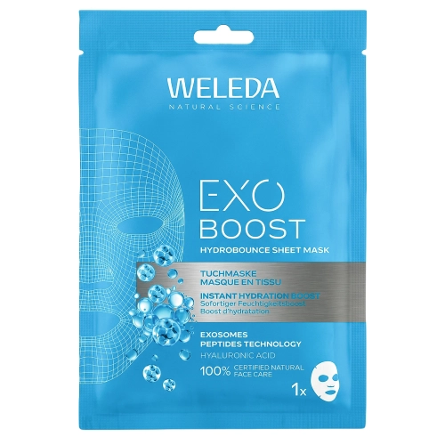 WELEDA - Exo Boost Hydrobounce Sheet Mask - Nawilżająca Maseczka w Płachcie z Kwasem Hialuronowym - 1szt/20ml