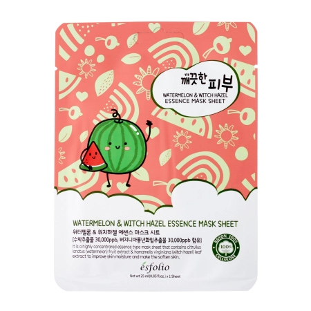 Esfolio - Pure Skin Watermelon & Witch Hazel Essence Mask Sheet - Maseczka w Płachcie - 25ml