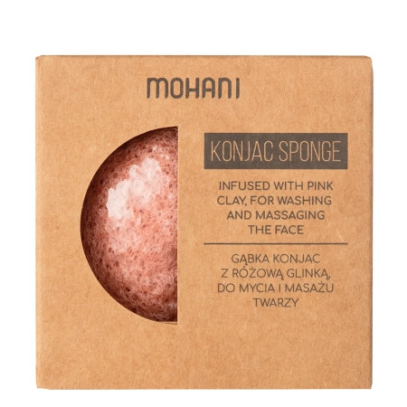 Mohani - Naturalna Gąbka Konjac do Mycia Twarzy z Różową Glinką