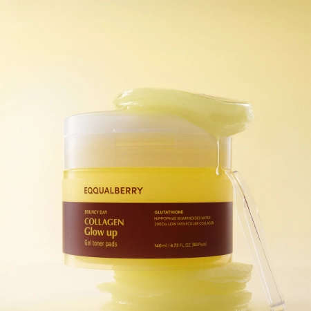 EQQUALBERRY - Collagen Glow Up Gel Toner Pad - Rozświetlające Płatki do Twarzy - 60szt/140ml