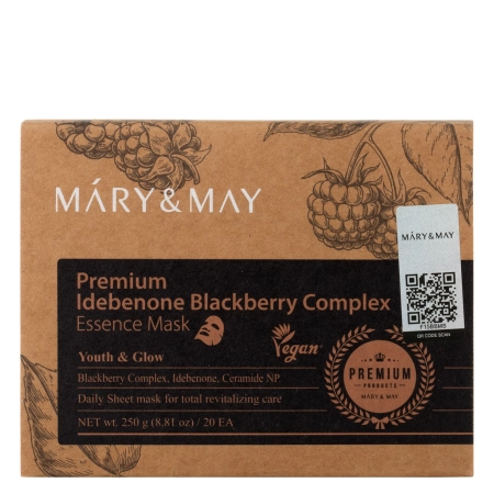 Mary&May - Premium Idebenon Blackberry Complex Essence Mask - Zestaw Maseczek do Twarzy - 20szt.