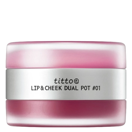 titto - Lip & Cheek Dual Pot - Duo do Ust i Policzków - #01 Satin Ribbon/Pink on Top - 10g