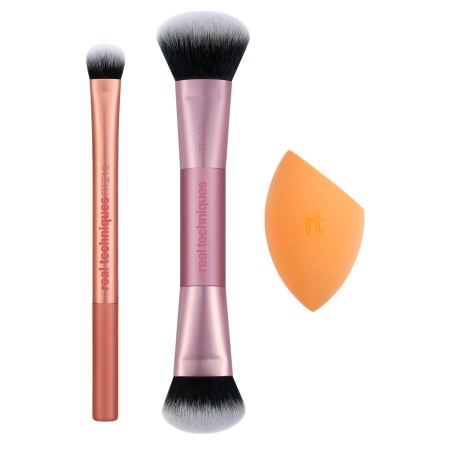 Real Techniques - Best Of Blends 3 Piece Set - Zestaw Pędzli+Gąbka do Makijażu 