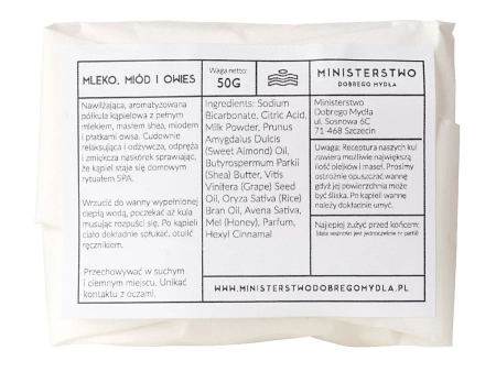 Ministerstwo Dobrego Mydła - Półkula do Kąpieli Mleko-Miód-Owies - 50g