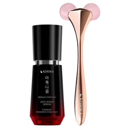 KORIKA - Anti-age Skincare Set - Anti-aging Serum 30 ml & 3D Face Roller - Zestaw Przeciwzmarszczowy - Serum + Roller - 30ml+1szt