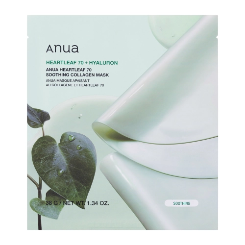 Anua - Heartleaf 70 Soothing Collagen Mask - Kojąca Maska w Płachcie z Kolagenem - 38g