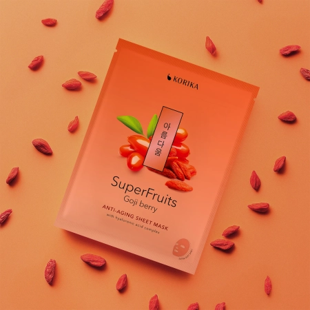 KORIKA - Superfruits Anti-aging Sheet Mask Goji Berry - Przeciwzmarszczkowa Maska do Twarzy w Płachcie - 1szt/25g