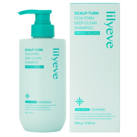 lilyeve - Scalp:Turn Cica PDRN Deep Clean Shampoo - Kojąco-Oczyszczający Szampon do Włosów i Skóry Głowy - 500g