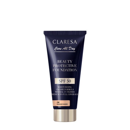 Claresa - Beauty Protective Foundation SPF 50 - Nawilżający Podkład z Filtrem SPF 50 - 2W Medium Warm - 30ml