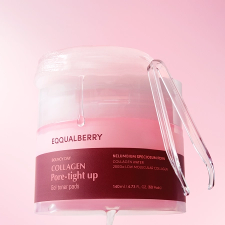 EQQUALBERRY - Collagen Pore Tight Up Gel Toner Pad - Płatki do Twarzy Zwężające Pory - 60szt/140ml