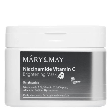 Mary&May - Niacinamide Vitamin C Brightening Mask - Zestaw Rozjaśniających Masek do Twarzy - 30szt