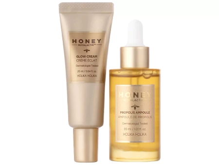 Holika Holika - Honey Royalactin Propolis Ampoule - Zestaw Rozświetlających Kosmetyków do Twarzy - 30ml+25ml