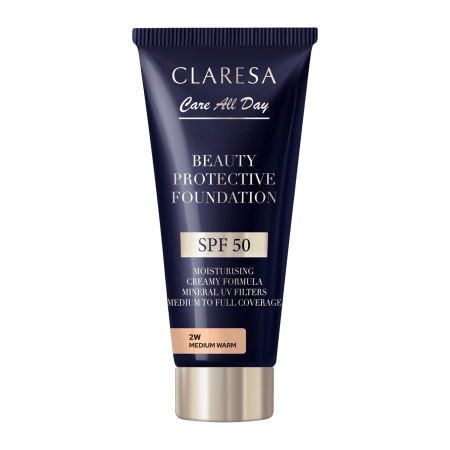 Claresa - Beauty Protective Foundation SPF 50 - Nawilżający Podkład z Filtrem SPF 50 - 2W Medium Warm - 30ml