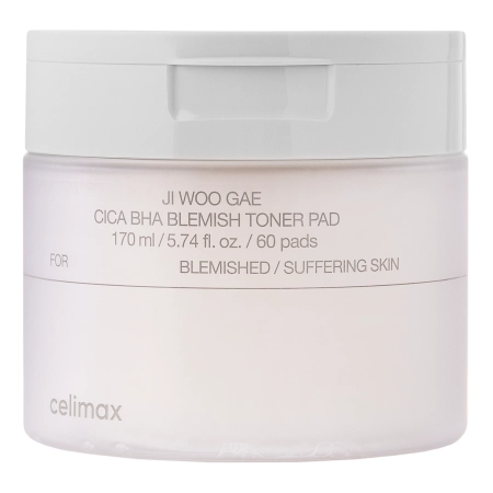 Celimax - Ji.Woo.Gae Cica BHA Blemish Toner Pad - Płatki Złuszczające do Twarzy - 60szt