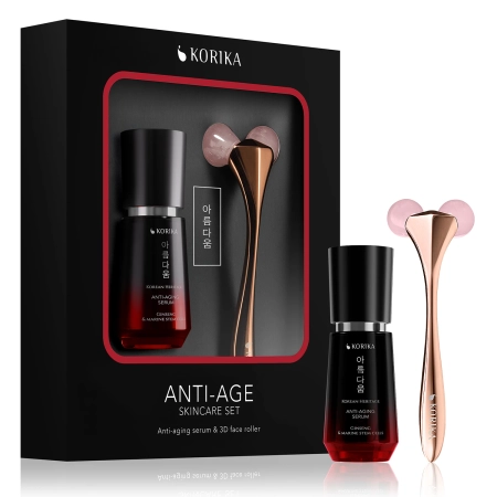 KORIKA - Anti-age Skincare Set - Anti-aging Serum 30 ml & 3D Face Roller - Zestaw Przeciwzmarszczowy - Serum + Roller - 30ml+1szt