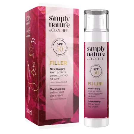 Clochee - Simply Nature - Filler SPF50 Nawilżający Krem Przeciwzmarszczkowy - 50ml
