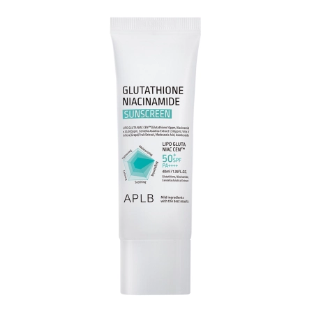 APLB - Glutathione Niacinamide Sunscreen SPF50+ PA++++ - Rozjaśniający Krem do Twarzy z Filtrem - 40ml