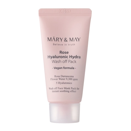 Mary&May - Rose Hyaluronic Hydra Wash off Pack - Kremowa Maska do Twarzy z Białą Glinką - 30g