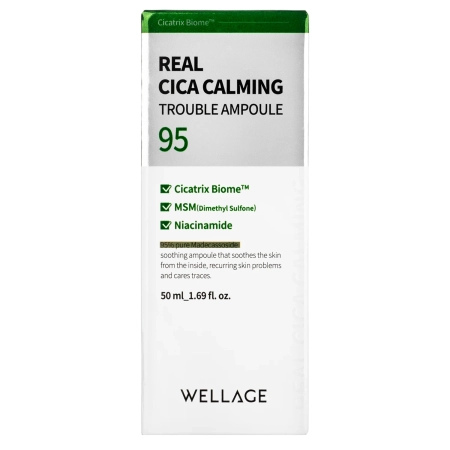 WELLAGE - Real Cica Calming 95 Trouble Ampoule - Kojąca Ampułka do Twarzy - 50ml