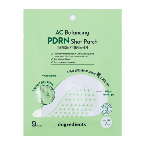 Ongredients - AC Balancing PDRN Shot Patch - Kojące Plasterki na Wypryski z Mikroigłami - 9szt
