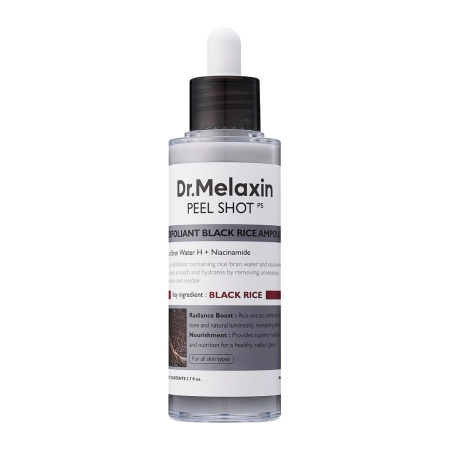 Dr.Melaxin - Peel Shot Exfoliating Black Rice Ampoule - Złuszczająca Ampułka z Wodą z Otrębów Ryżowych - 80ml