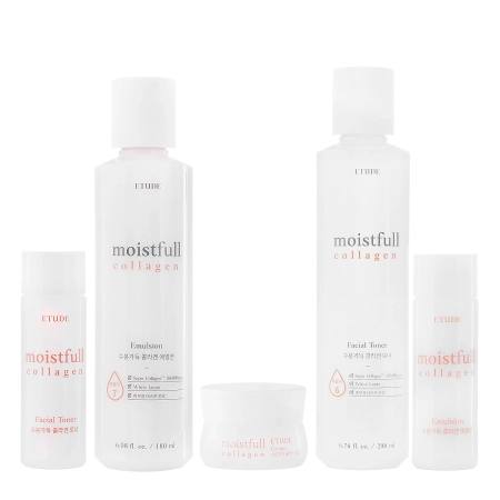 Etude House - Moistfull Collagen Skin Care Set - Zestaw do Pielęgnacji Skóry z Kolagenem - 200ml+25ml+180ml+25ml+10ml